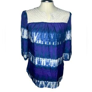 Calypso St. Barth for Target 100% Silk 3/4 Sleeve Tie Die Blouse Size XS
